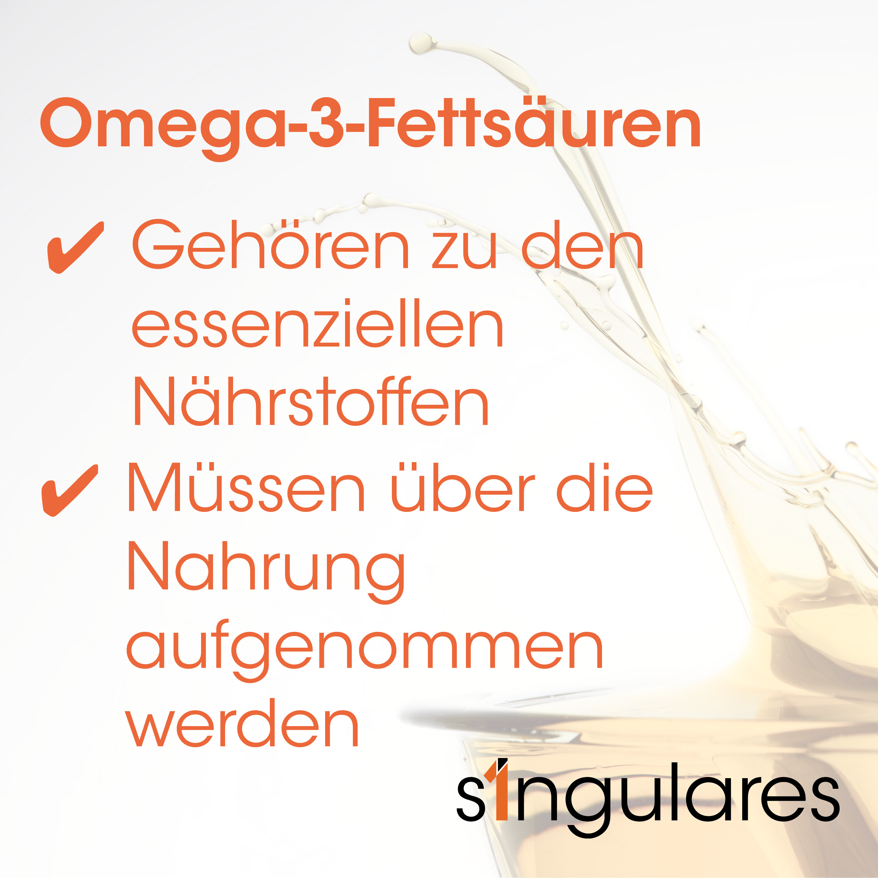 Omega-3, Fettsäuren, Nährstoffe, Getränk, Singulares