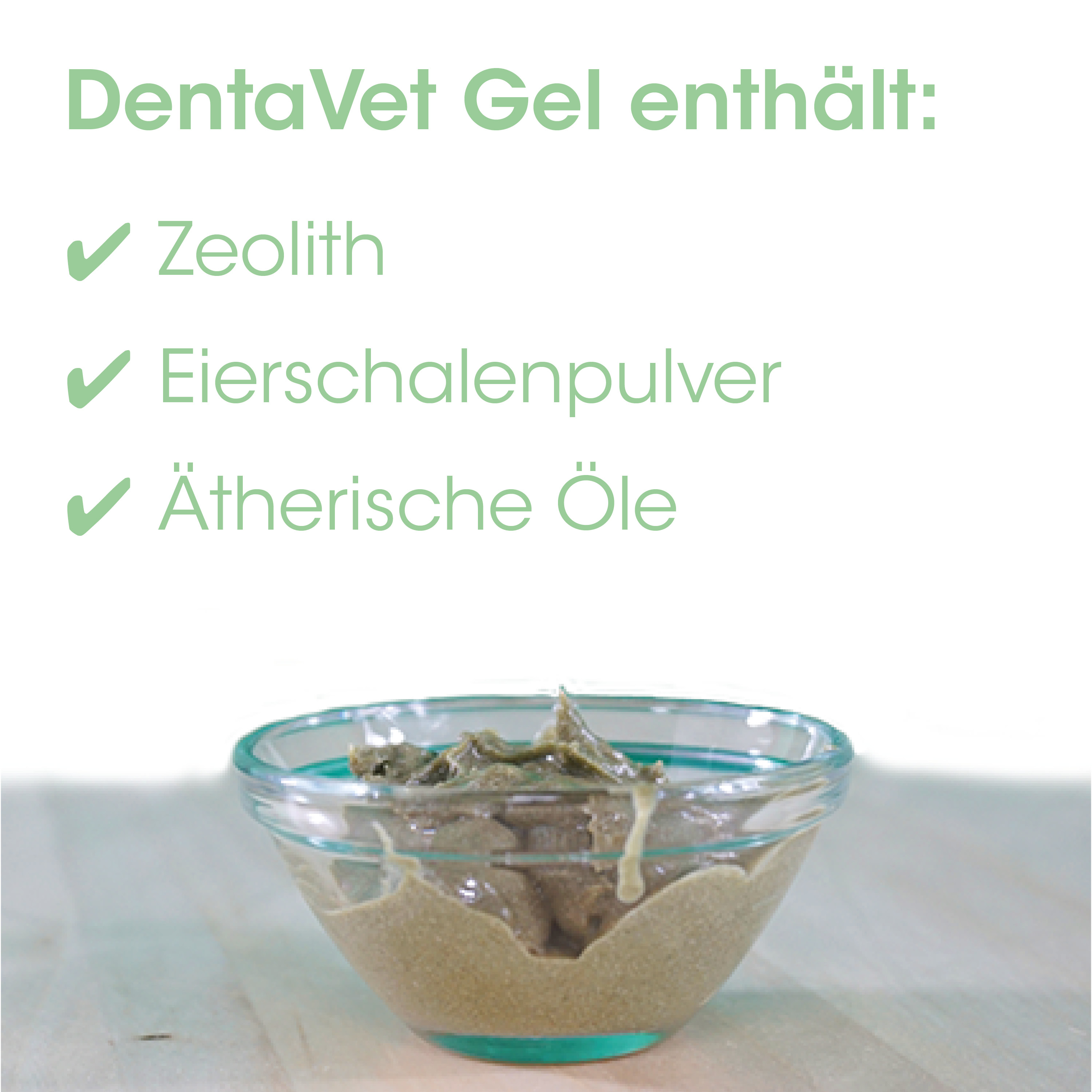 DentaVet Gel, Zeolith, Eierschalenpulver, Ätherische Öle, Gel-Konsistenz