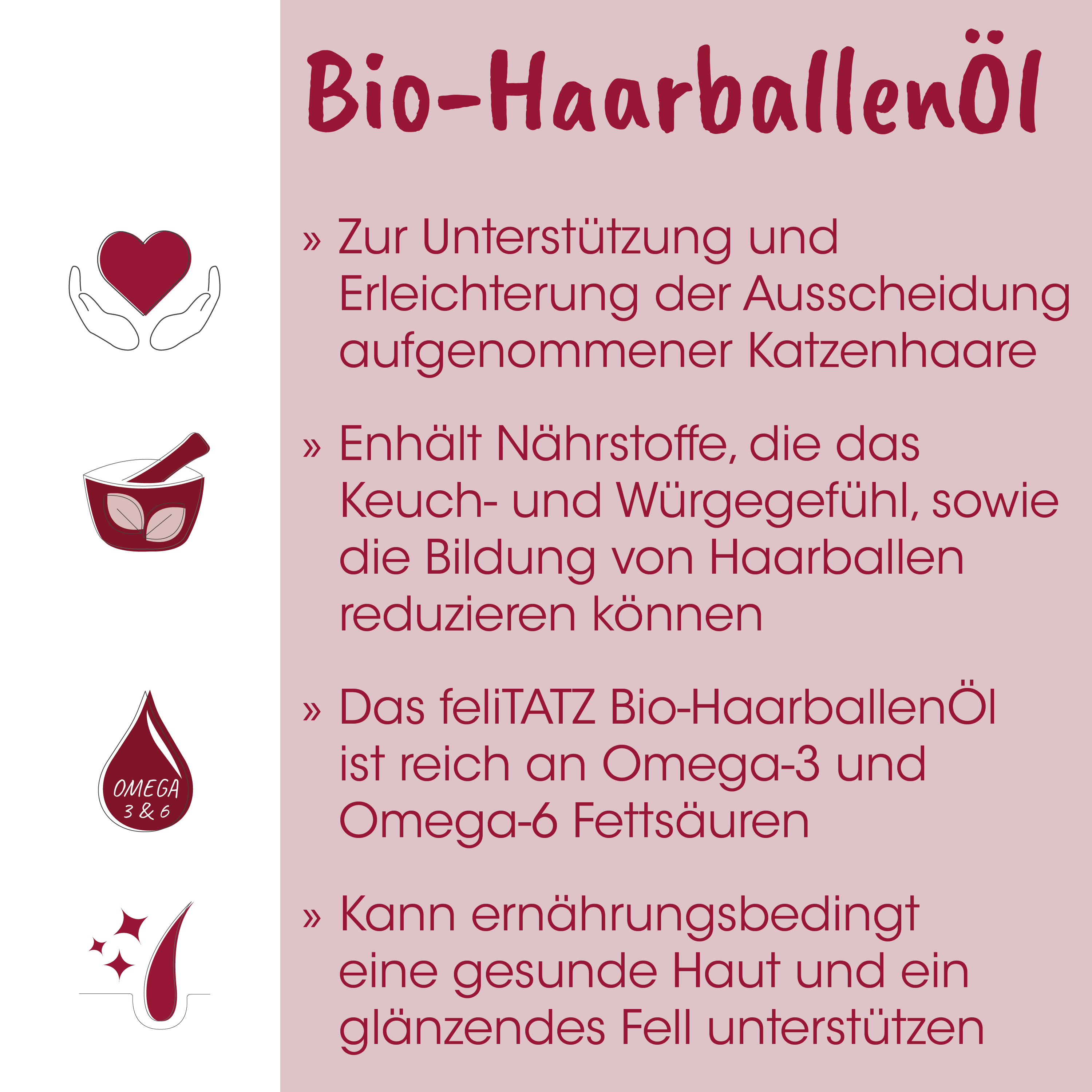 bio-haarballenöl, haaröl, omega-3-6, naturals, pflanzenöl