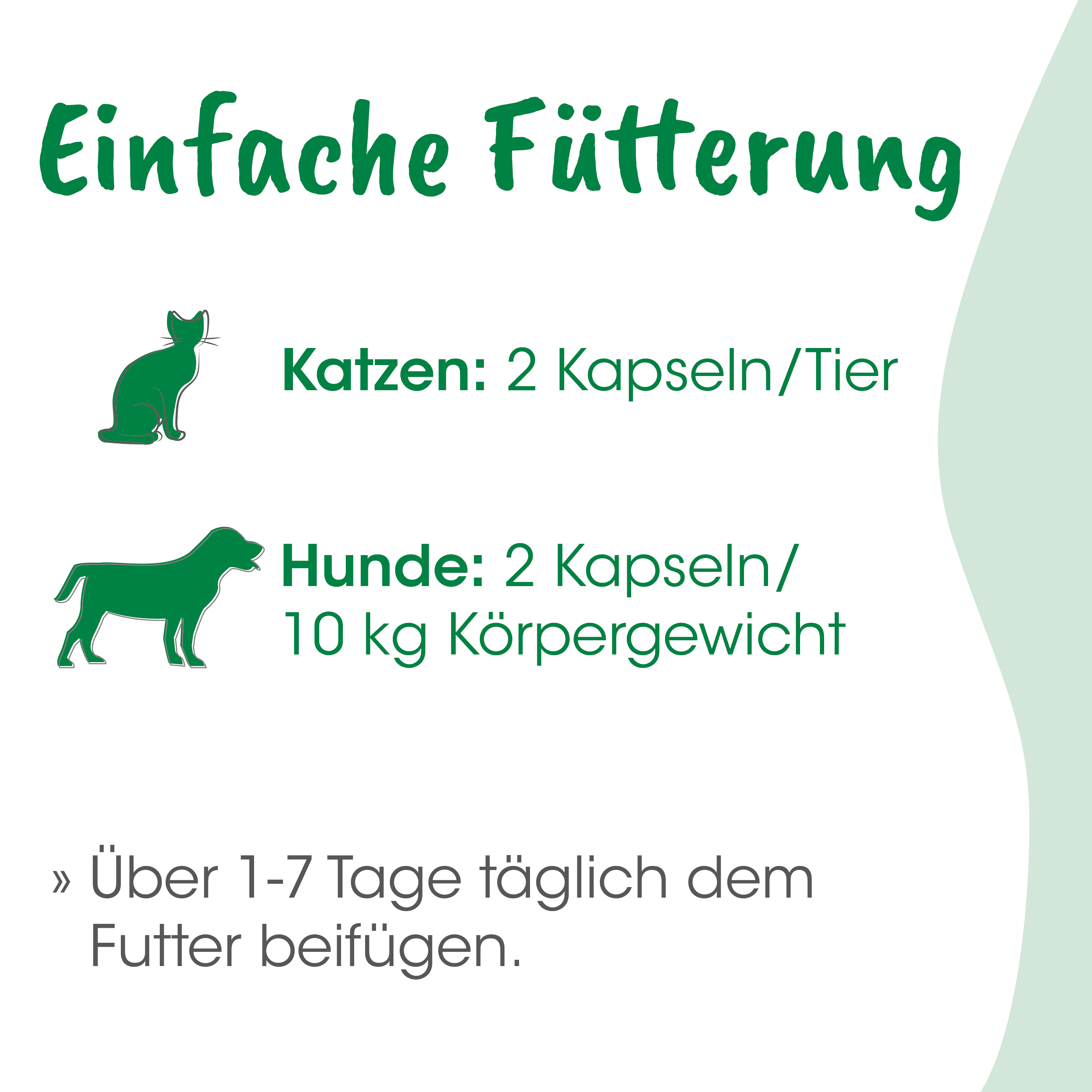 Katzenfutter, Katzennahrung, Kapseln, Futteranleitung, Tierfutter