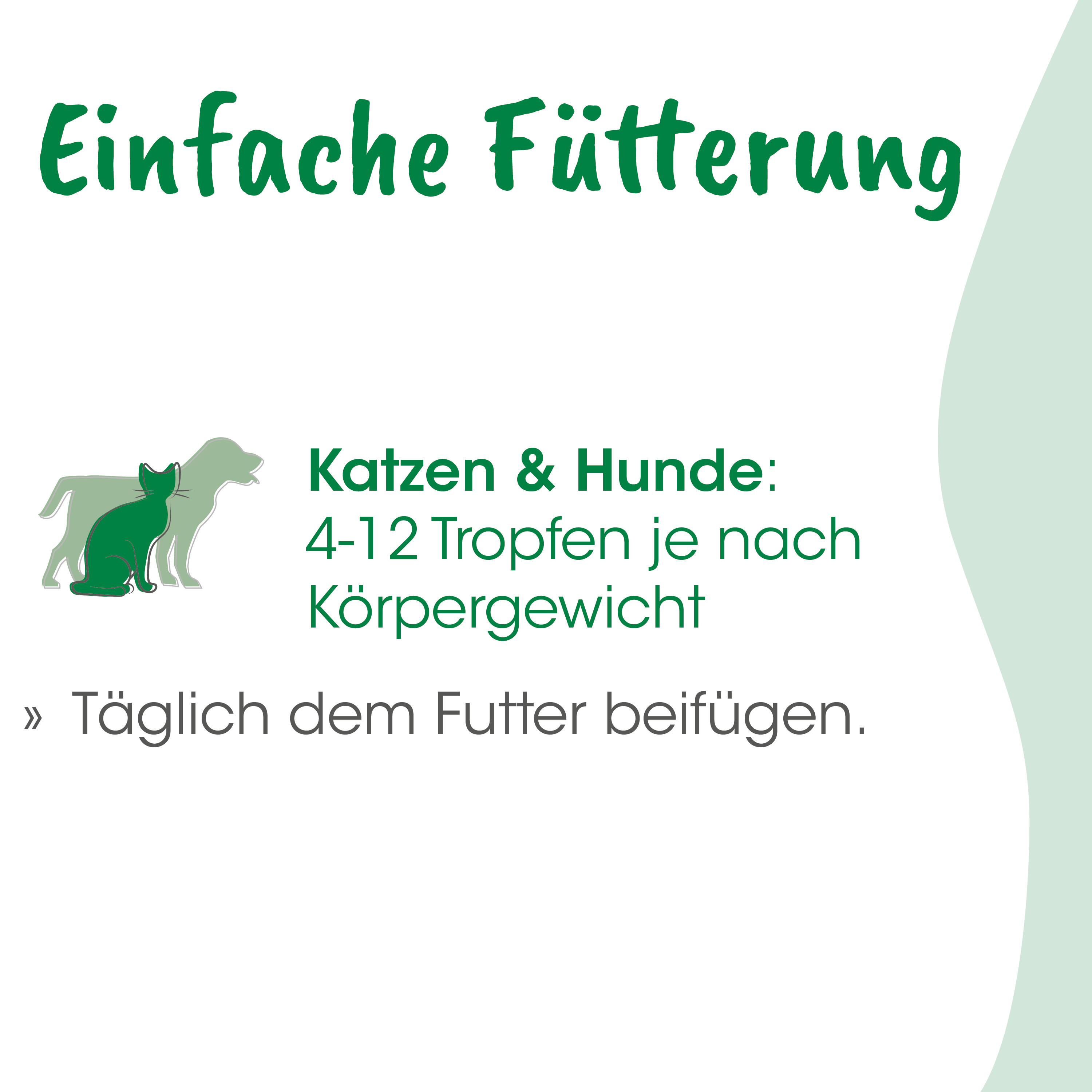 Katzenfutter, Hunde Futter, 4-12 Tropfen, Körpergewicht, Fütterung