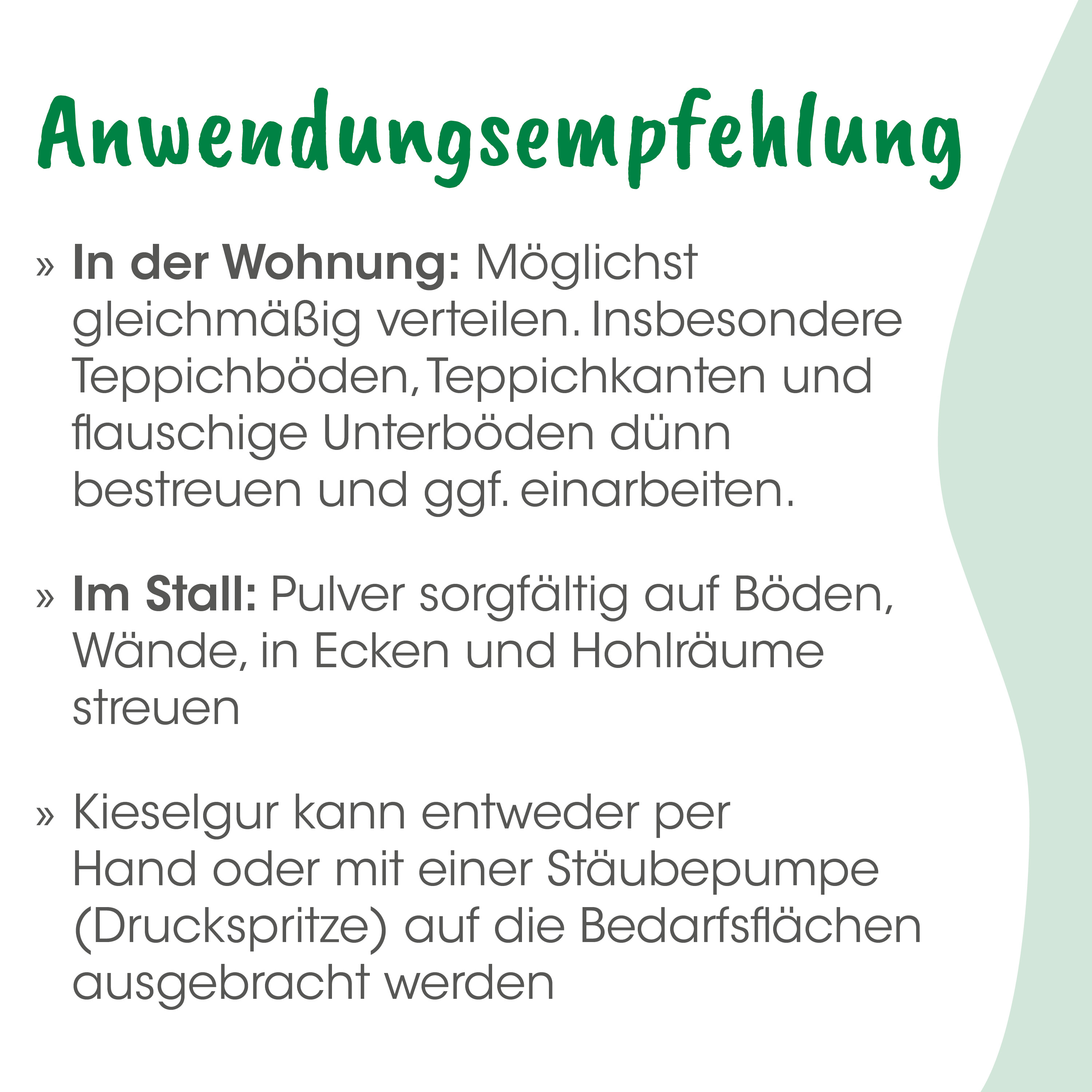 Anwendung, Empfehlung, Wohnung, Stall, Bodenpflege