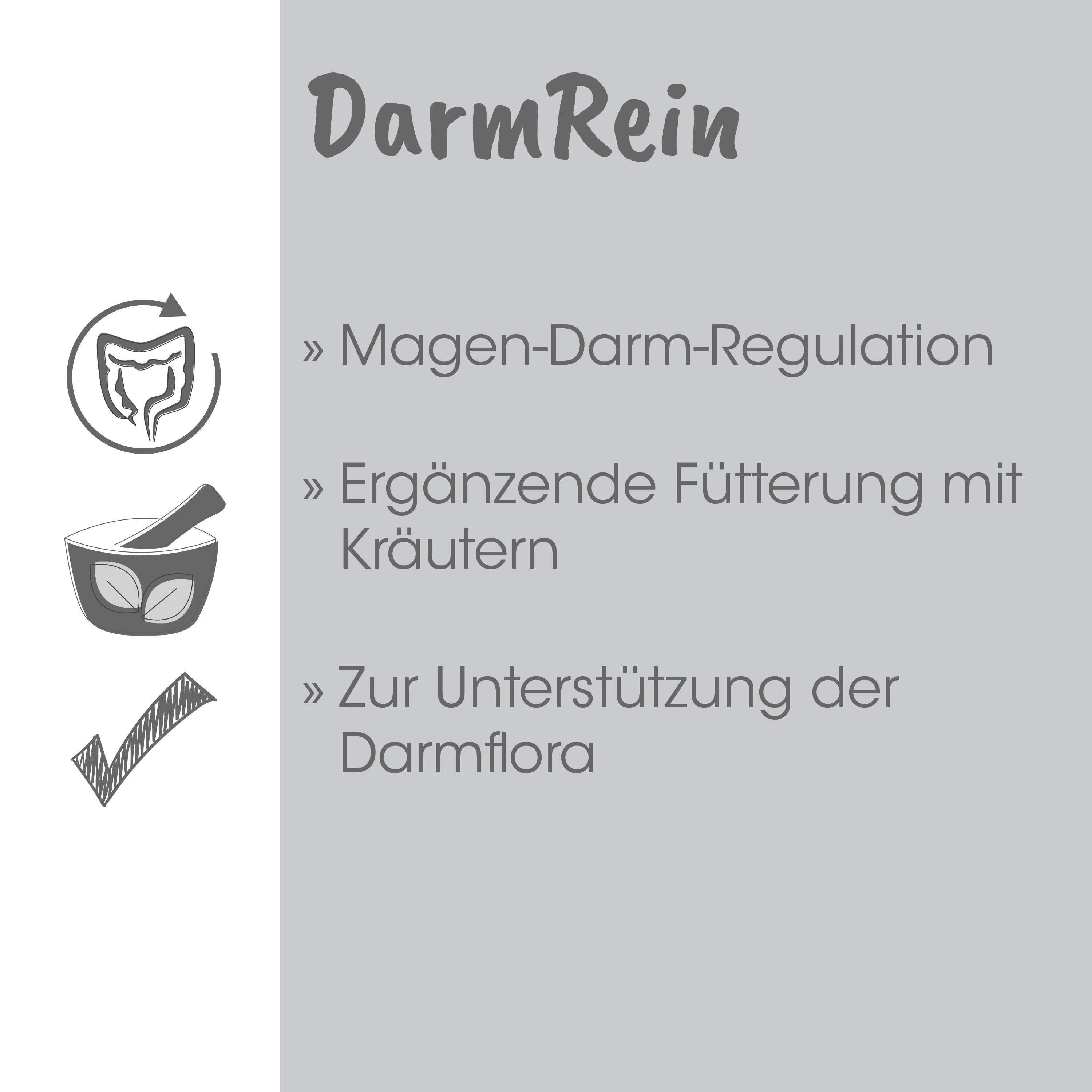 darmrein, magen-darm-regulation, ergänzende fütterung, kräuter, darmflora