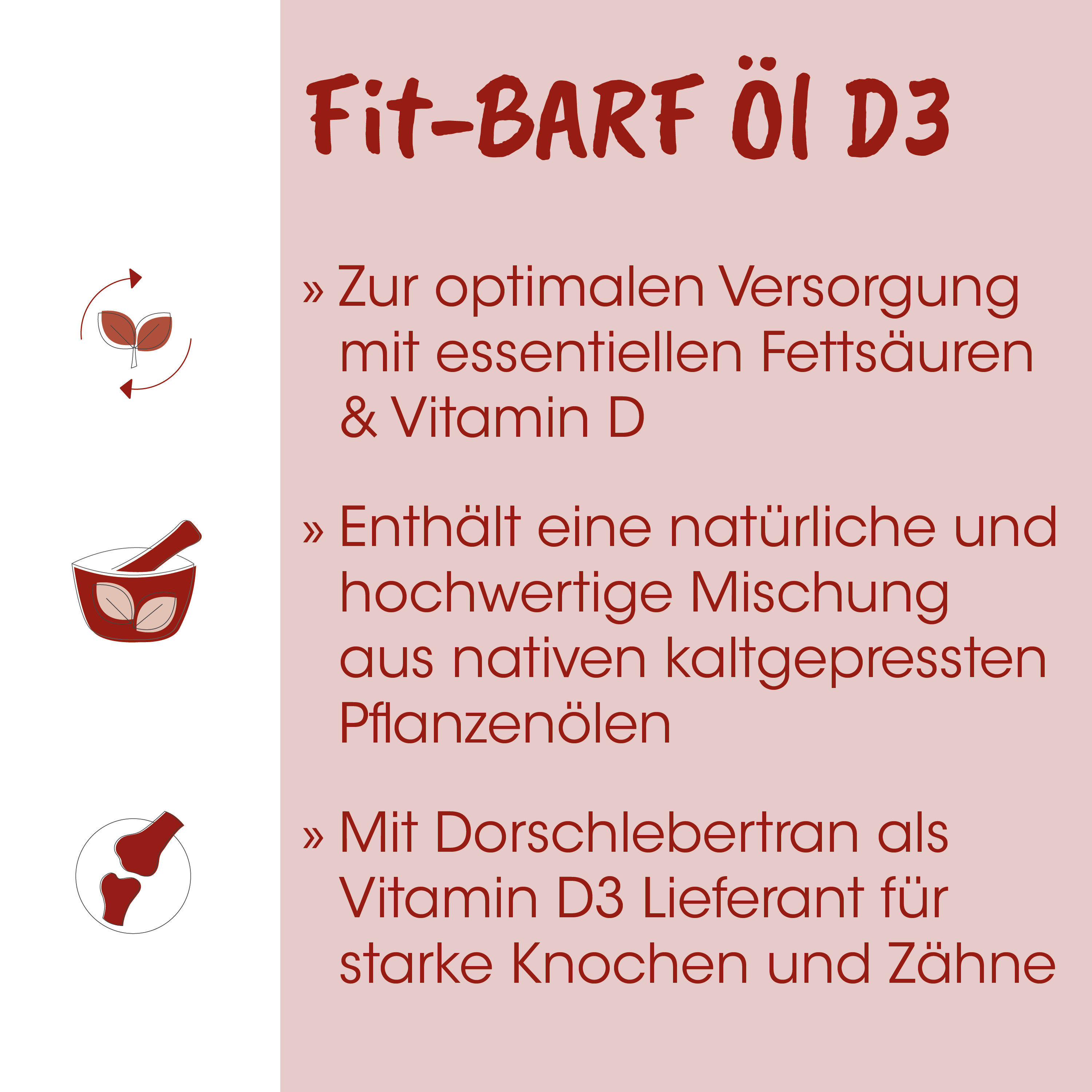 Ölflasche, Fit-BARF, Vitamin D, kaltepresste Pflanzenöle, Nahrungsergänzung