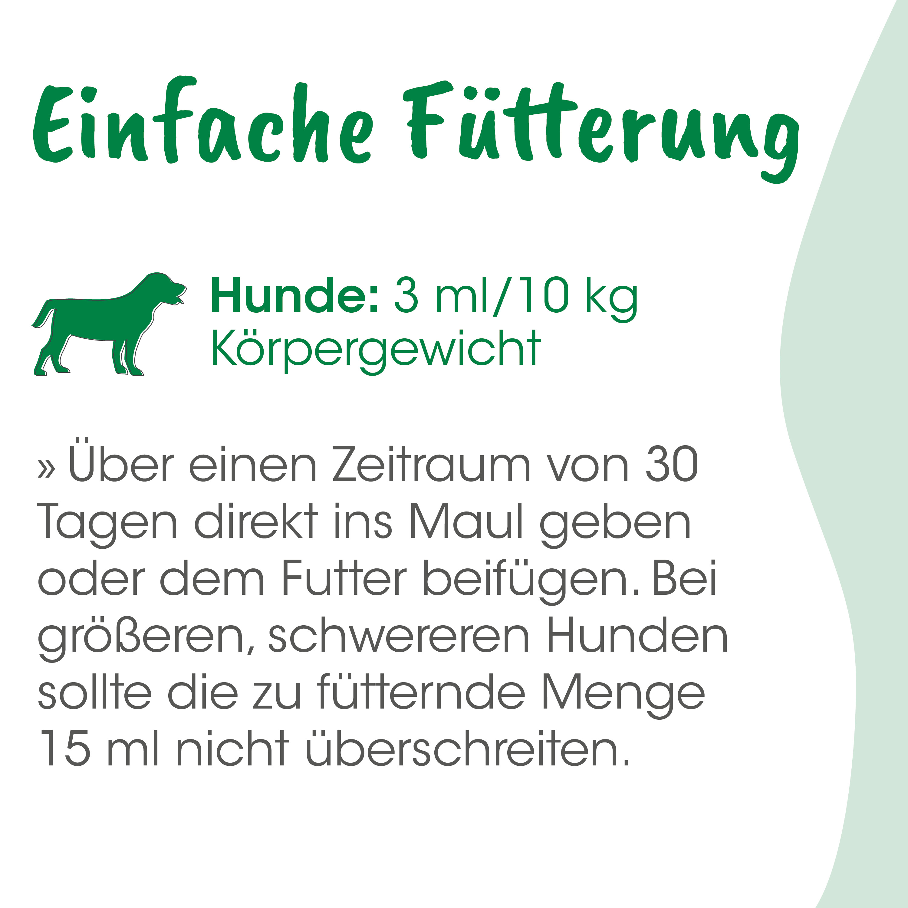 Hundefutter, Körpergewicht, 3 ml/10 kg, Tiernahrung, Futtermenge