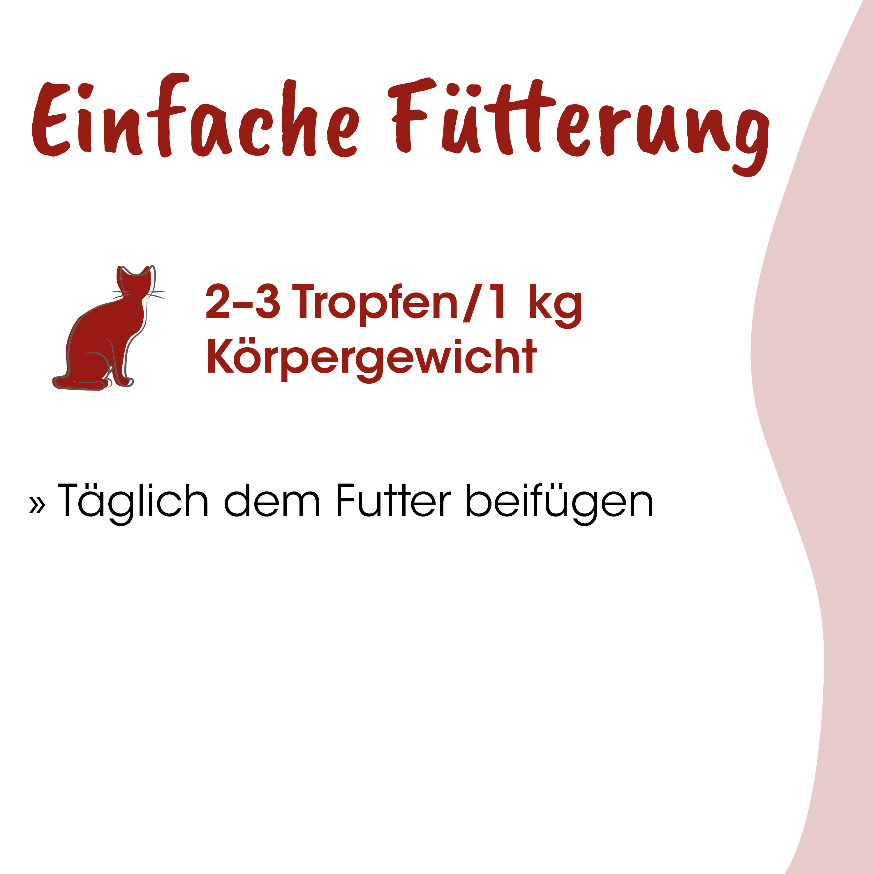 Katzenfutter, Tierfutter, Trockennahrung, 2-3 Tropfen/1 kg, Körpergewicht