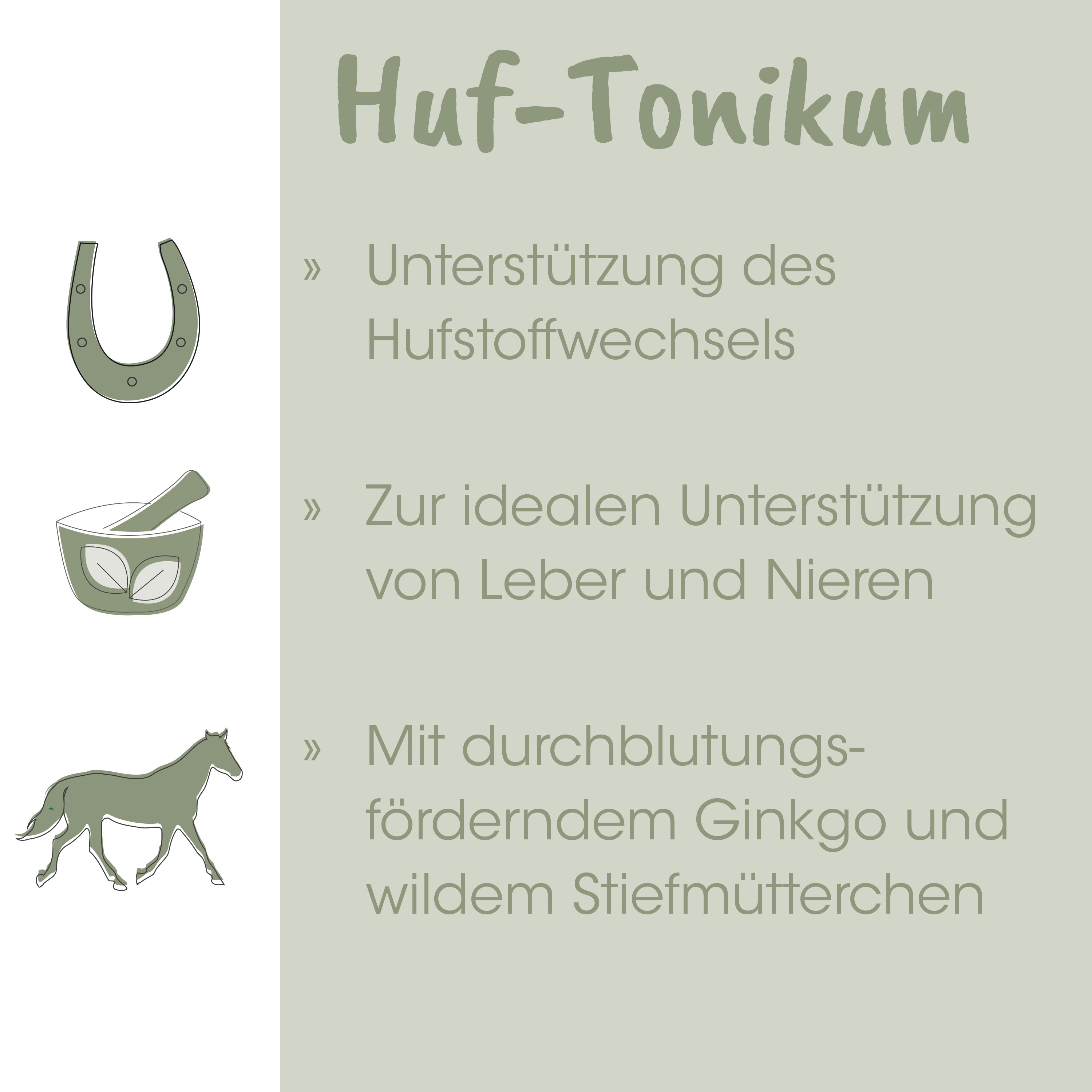 Hufeisen, Mörser und Stößel, Pferd, Kräutertopf, Stiefmütterchen