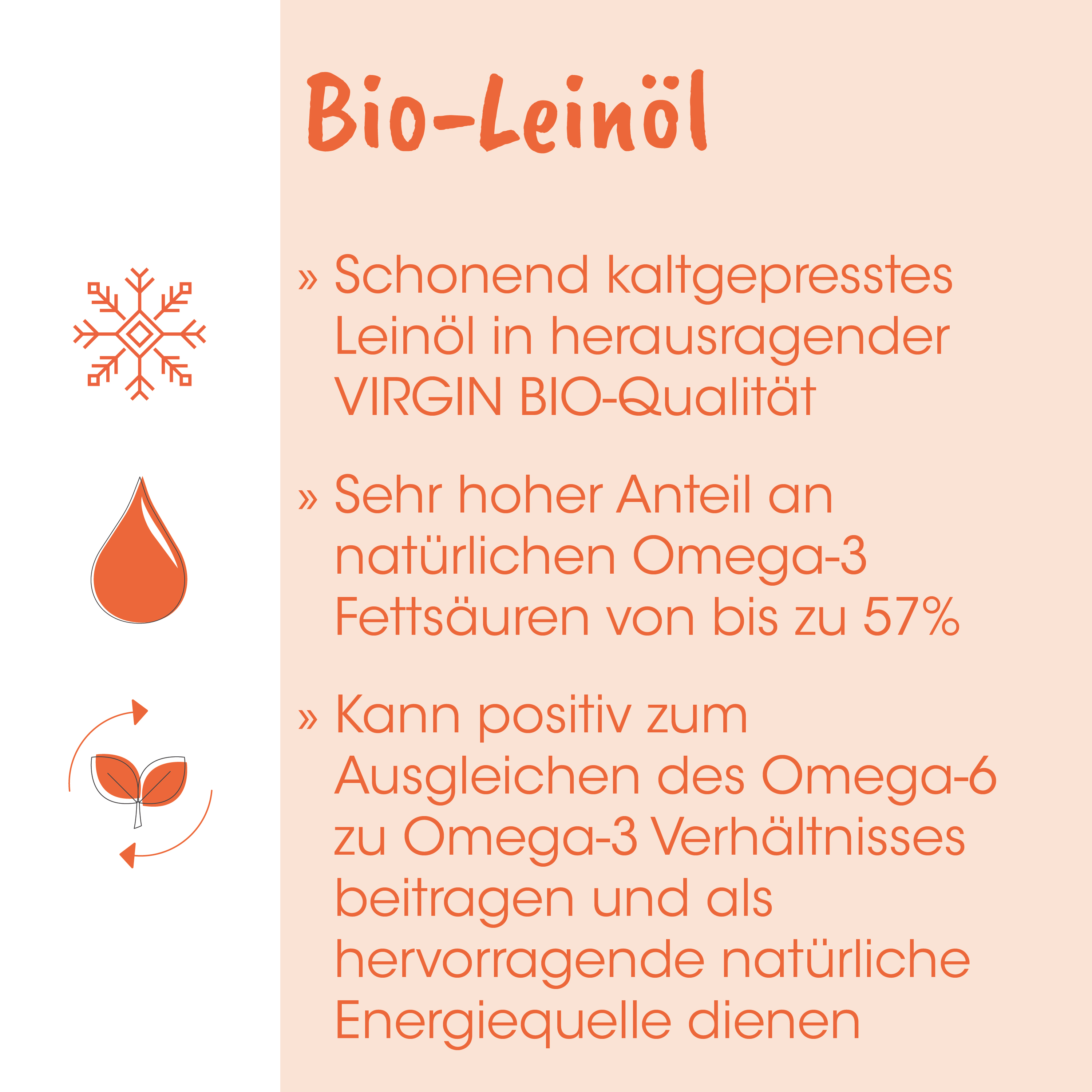 Bio-Öl, Ölblatt, Kaltgepresst, Bio-Qualität, Omega-3