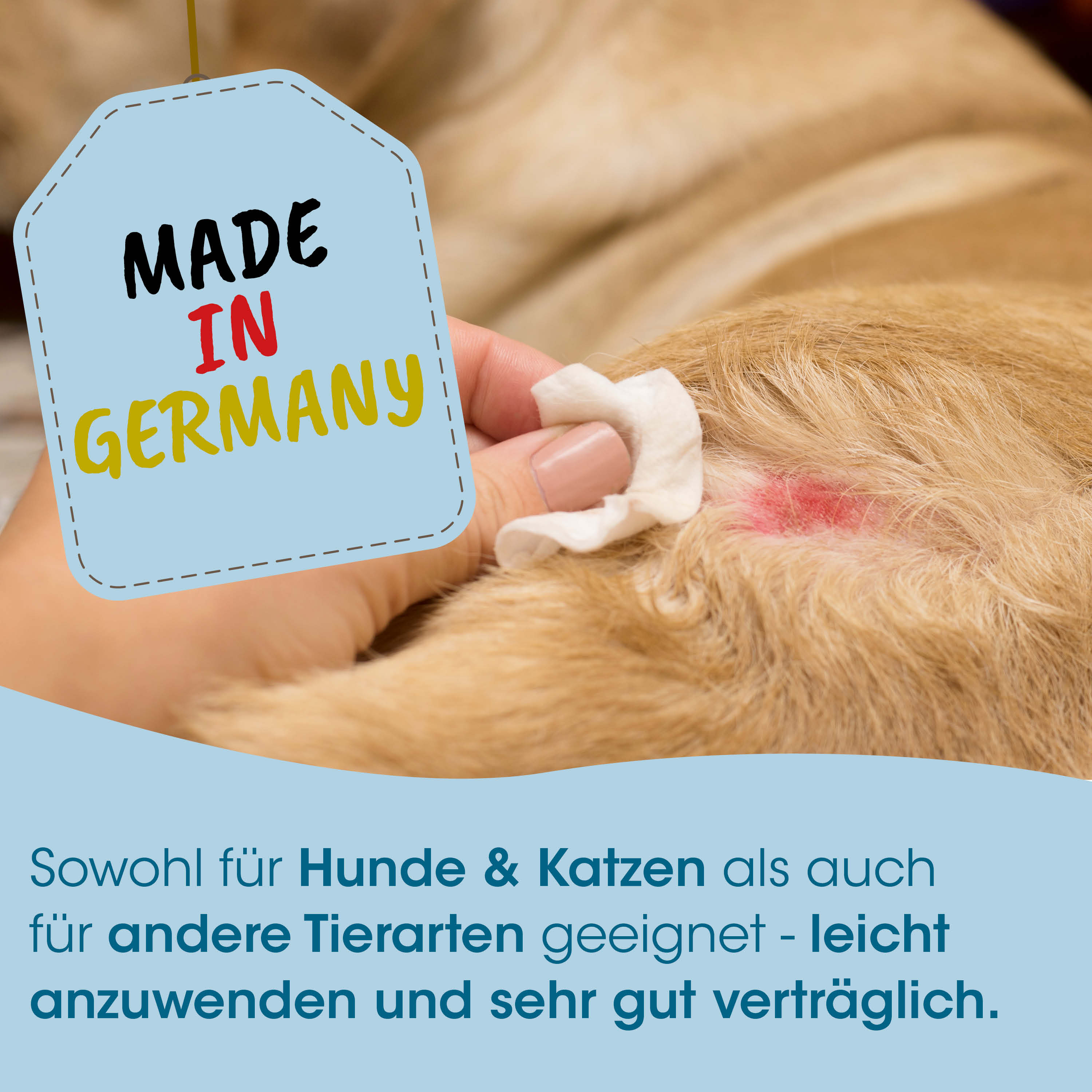 tag, tierpflege, wundversorgung, rote haut, papieraufkleber