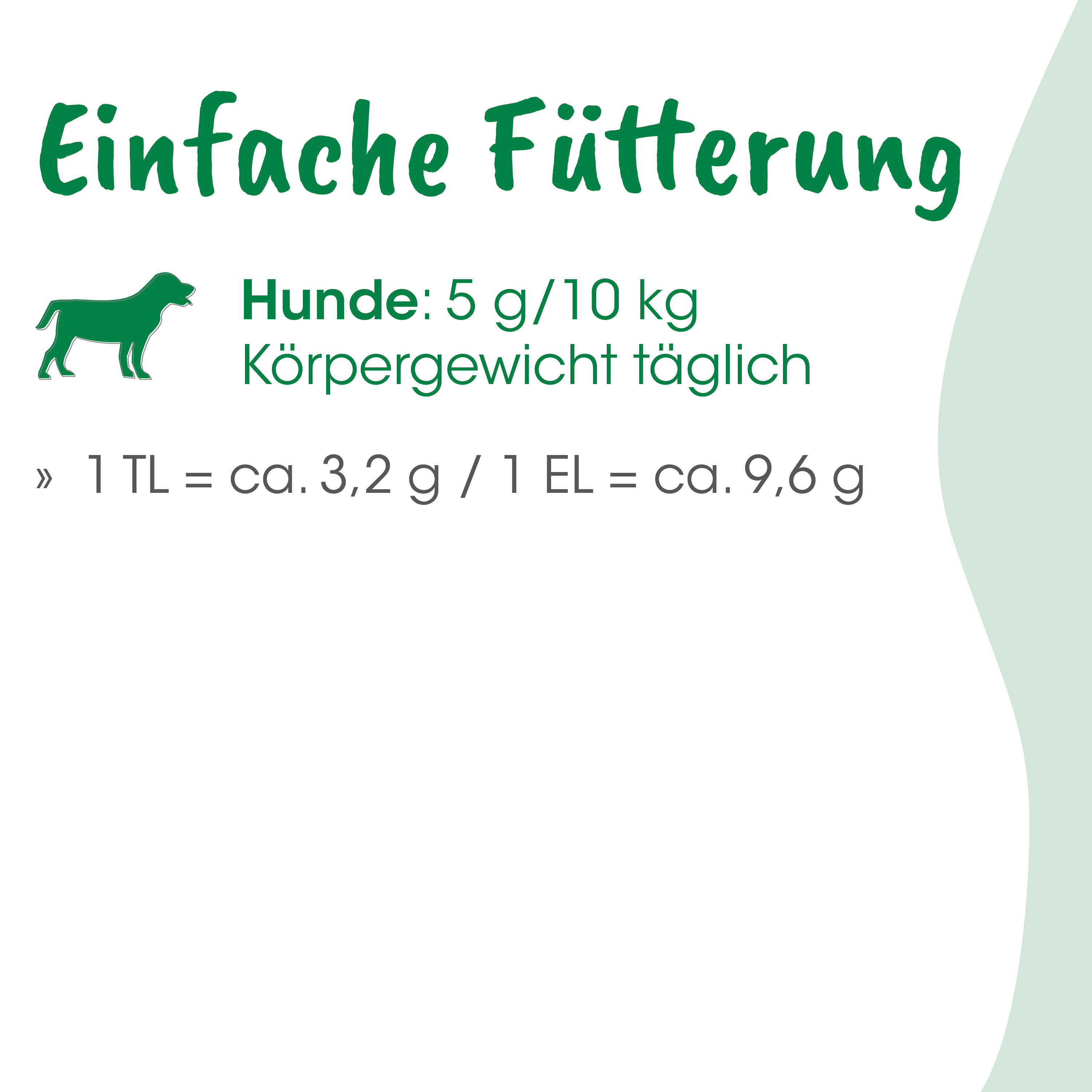 Futter, Hund, Körpergewicht, 5 g/10 kg, Körpergewicht täglich