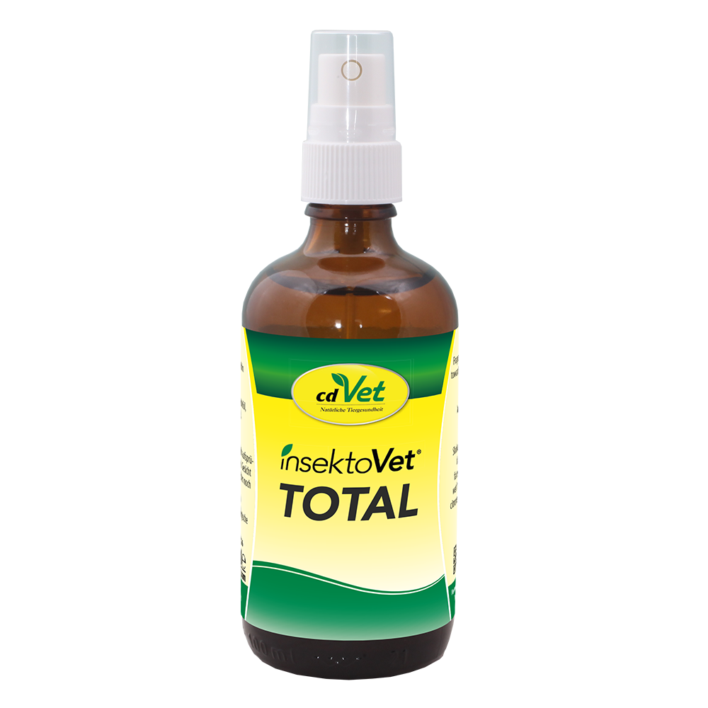 Insektenschutz, Spray, Tierarzt, Total, Insektenschutzmittel, insektenabwehrspray, Sprühflasche, TOTAL, CD Vet?, Tiergesundheit, insect Repellent, Sprayflasche, braune Glasflasche, gelbes Etikett, TOTAL