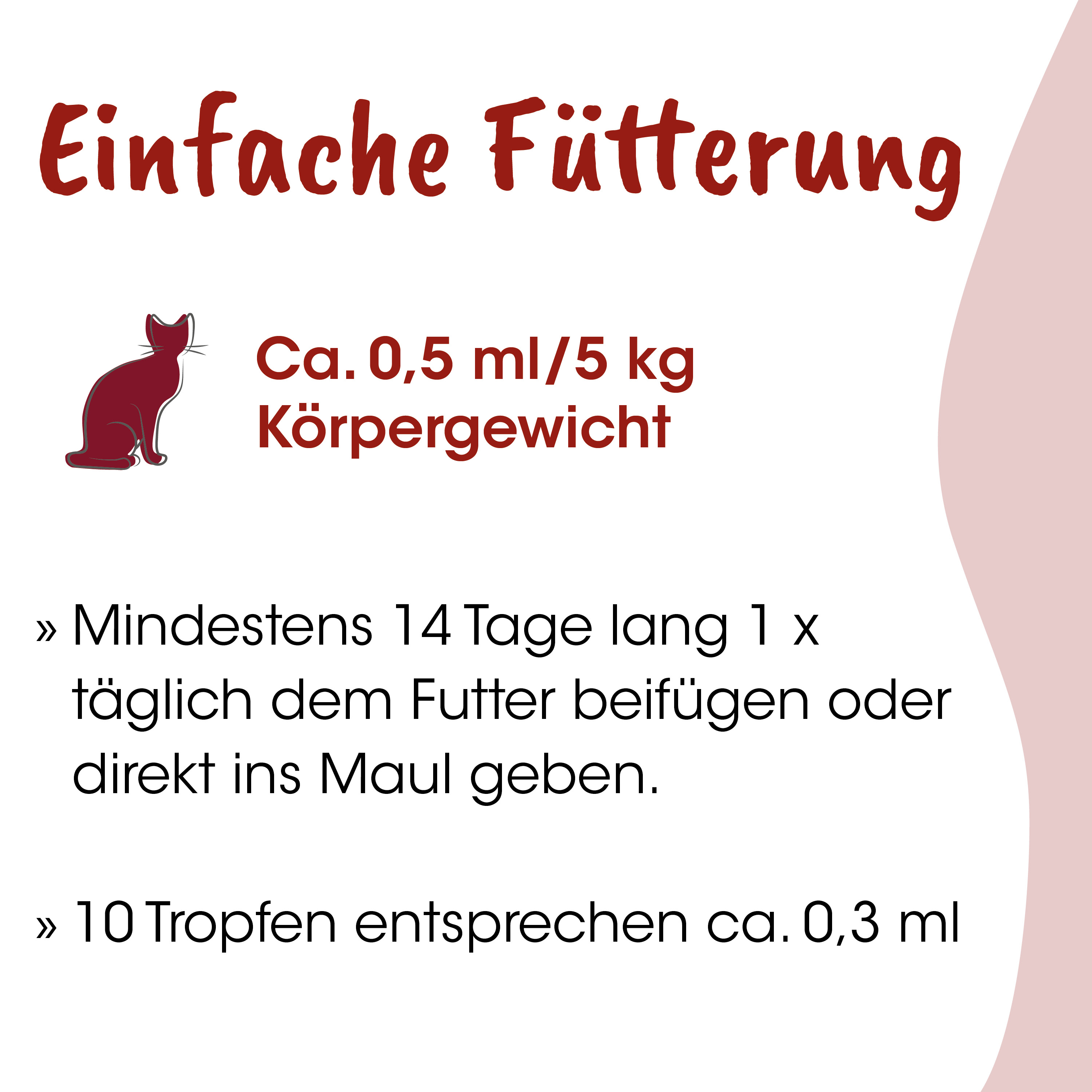 Katzenfutter, Futteretikett, 0,5 ml, 5 kg, Körpergewicht