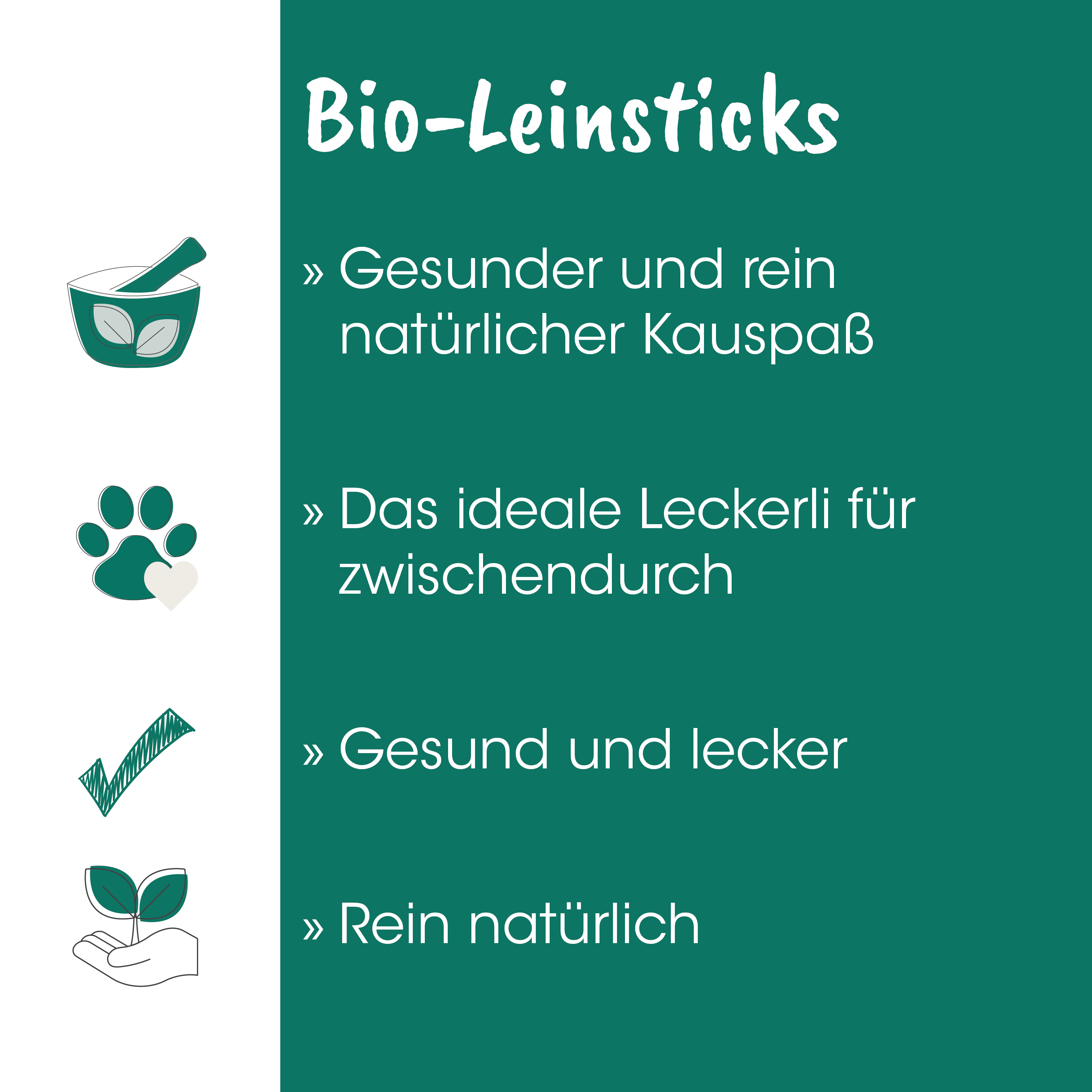 Bio, Leinsticks, Kauspaß, gesund, natürlich