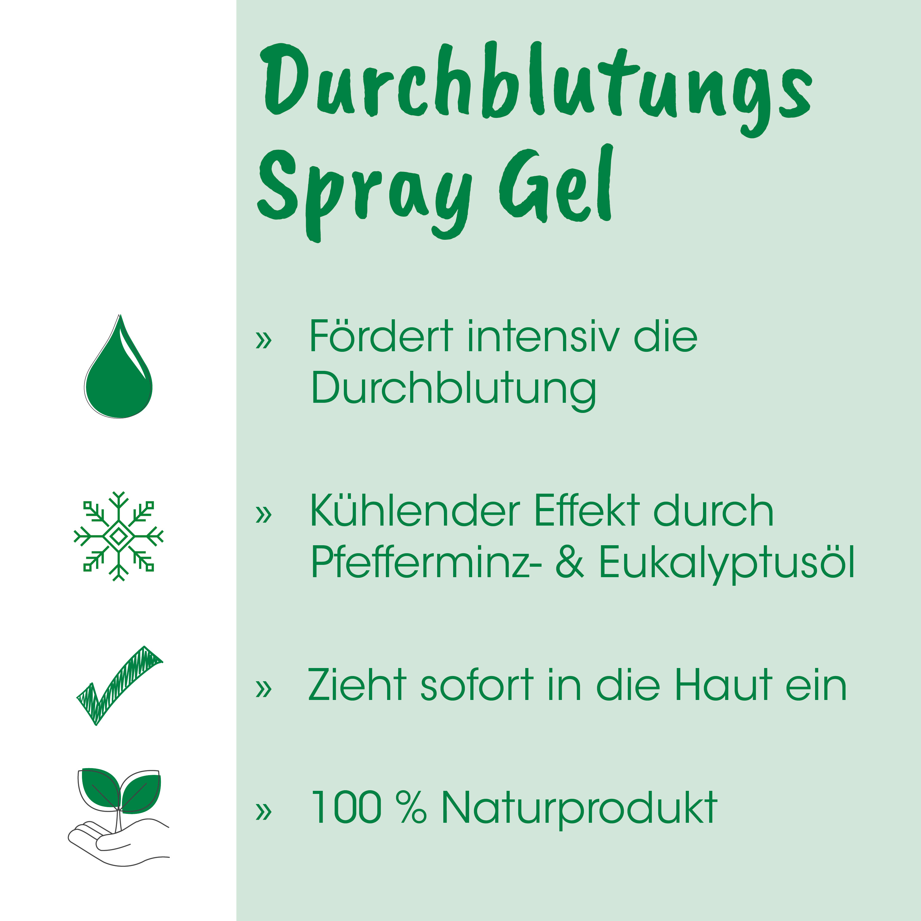 Durchblutungs, Spray Gel, Kühl, Pflege, Naturprodukt