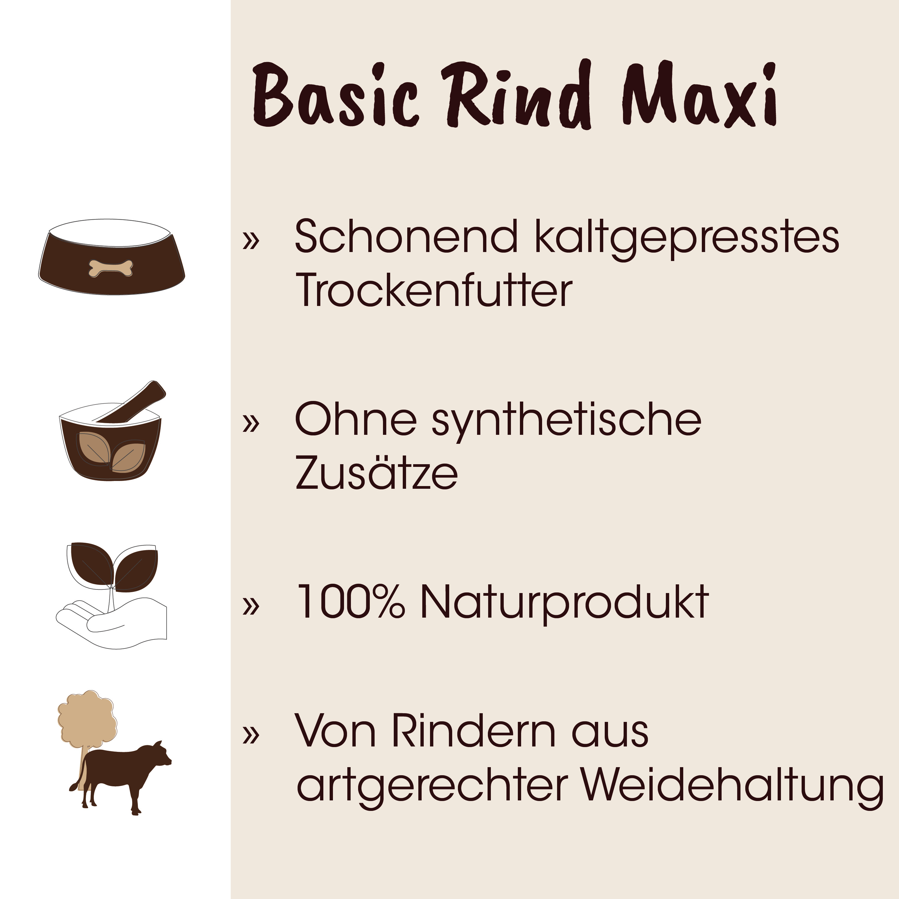 Rind Maxi, Trockenfutter, Naturprodukt, Ohne Zusatzstoffe, Rind