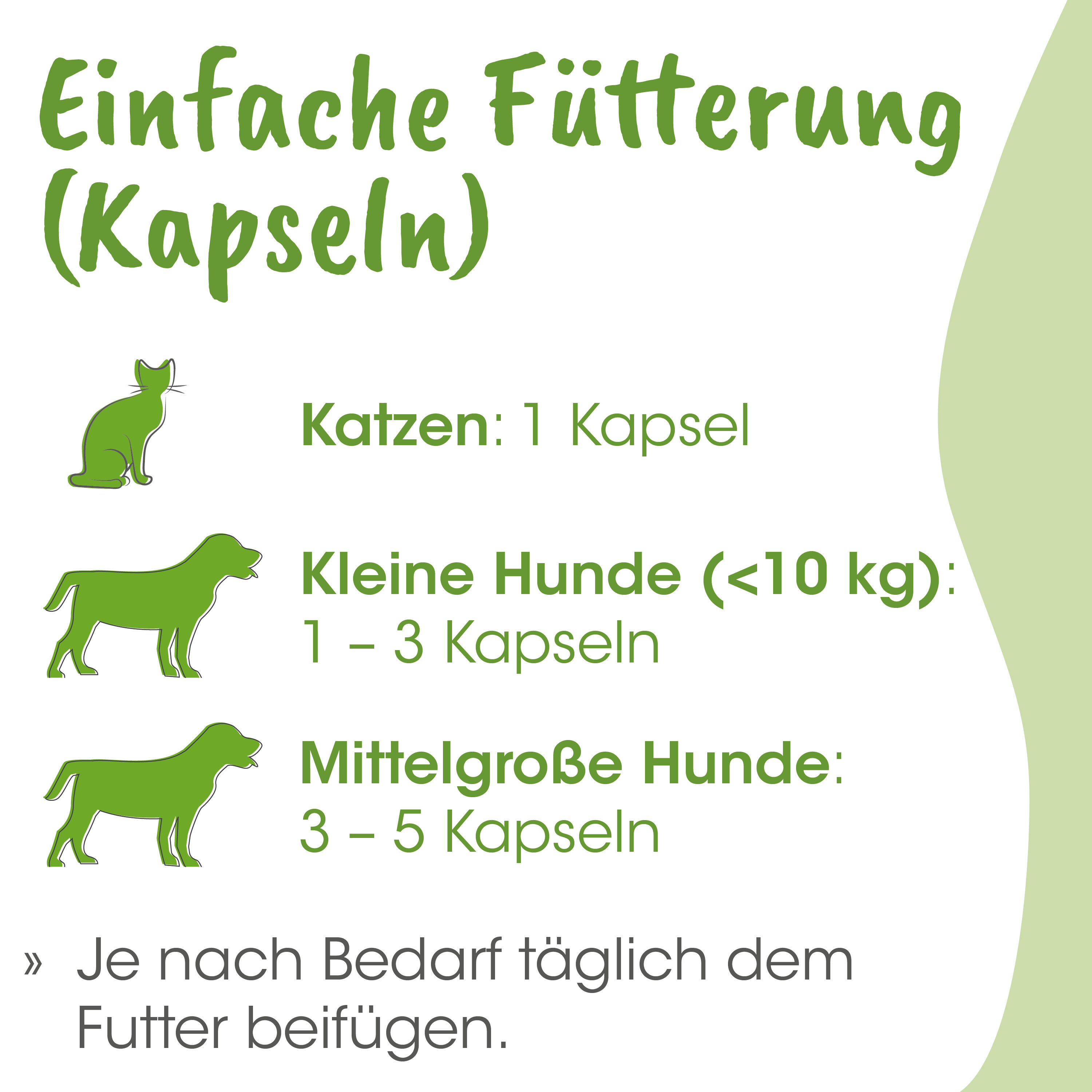 Katzenfutter, Kapseln, Katzenfutterkapseln, Tierfutter, Futtermenge